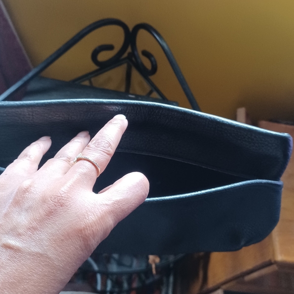 Vtg. Black Pebble Grain Leather Clutch Handbag - Picture 4 of 6